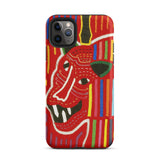 Roaring Tiger Appliqué - Mola Embroidery Phone Case Iphone 11 Pro Max / Matte Red Phone Case Colorful Tiger Design Mola-inspired Iphone