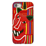 Roaring Tiger Appliqué - Mola Embroidery Phone Case Iphone 8 / Matte Colorful Phone Case Abstract Red Animal Face Design Mola-inspired