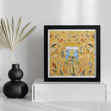 Robyn - Surreal Pop Art Bird Collage Print Framed Artwork Colorful Scene Birds Figure Window Surrounded Surreal Pop Art, Yellow Dreaming