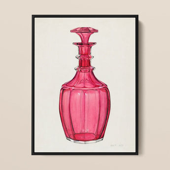 Rose Pink Carafe - Janet Riza 1930s Glassware Art Print / Canvas, 12x16’’ / 31x41cm / Black Frame, Posters Prints & Visual Artwork, Toby