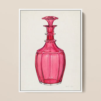 Rose Pink Carafe - Janet Riza 1930s Glassware Art Print / Canvas, 12x16’’ / 31x41cm / White Frame, Posters Prints & Visual Artwork, Toby