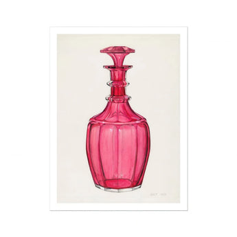Rose Pink Carafe - Janet Riza 1930s Glassware Art Print / Canvas Ornate Glass Decanter Decorative Stopper Riza’s, Prints