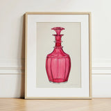 Rose Pink Carafe - Janet Riza 1930s Glassware Art Print / Canvas Vibrant Fuchsia Glass Decanter Faceted Geometric Design Ornate Riza’s,