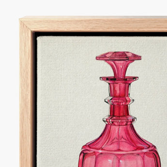 Rose Pink Carafe - Janet Riza 1930s Glassware Art Print / Canvas Vibrant Glass Decanter Faceted Geometric Design Ornate Riza’s, Decorative