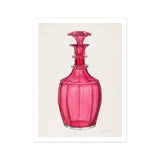 Rose Pink Carafe - Janet Riza 1930s glaswerk kunstdruk / Canvas, 12x16’’ / 31x41cm / Zonder lijst / Witte rand, Posters Prints & Visual