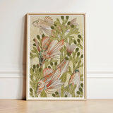 Framed Artwork Intricately Illustrated Fish Among Stylized Green Auguste Racinet, Maurice Pillard Verneuil, Art Nouveau Print