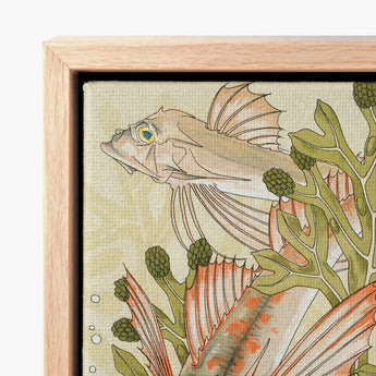 Framed Canvas Print Detailed Illustration Lionfish Vibrant Orange Auguste Racinet, Maurice Pillard Verneuil, Art Nouveau Fish