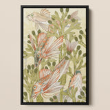 Rouget - Maurice Pillard Verneuil Art Nouveau Print / Canvas Black-framed Artwork Illustrated Scene Fish Among Green Seaweed Auguste