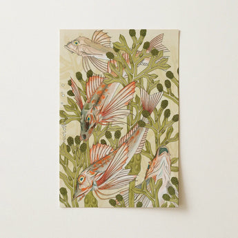 Rouget - Maurice Pillard Verneuil Art Nouveau Print / Canvas Rectangular Intricately Illustrated Fish Among Green Auguste Racinet, Prints