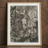 The Round Tower - Lámina de arte de Giovanni Battista Piranesi / Lienzo, 24x32’’ / 61x81cm / Marco natural / Passepartout, Pósters, impresiones y arte visual