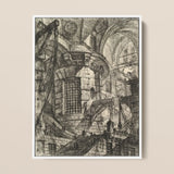 The Round Tower - Giovanni Battista Piranesi Fine Art Print / Canvas Detailed Black-and-white Architectural Sketch Framed White Intricate
