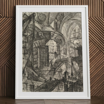 The Round Tower - Giovanni Battista Piranesi Fine Art Print / Canvas Framed Black White Architectural Elaborate Prison Interior, Endless
