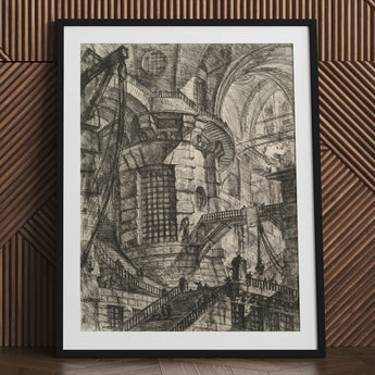 The Round Tower - Giovanni Battista Piranesi Fine Art Print / Canvas Framed Black White Architectural, Endless Cross-hatching Prints