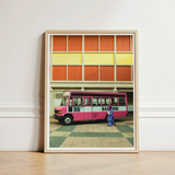 Vibrant Pink Vintage Bus Marked Number 55 Basini Kl Street, Colorful, Urban Malaysia