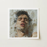 Rub-a-dub - Sexy Gay Dream Art Print / Canvas Framed Square Man Dark Wet Hair Homoerotic, Petit Mort, Prints
