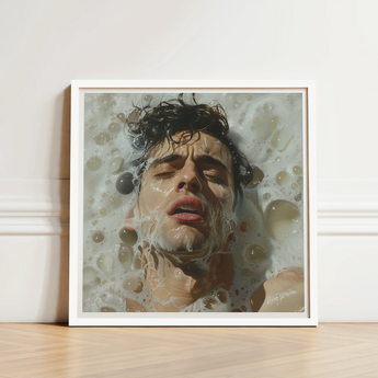 Framed Art Print Man Dark Wet Hair Submerged Homoerotic, Petit Mort, Gay
