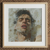 Rub-a-dub - Sexy Gay Dream Art Print / Canvas Framed Artwork Man Dark Wet Hair Submerged Soapy Homoerotic, Petit Mort, Prints