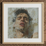 Rub-a-dub - Sexy Gay Dream Art Print / Canvas Framed Artwork Man Dark Wet Hair Submerged Soapy Homoerotic Art Print, Petit Mort, Gay