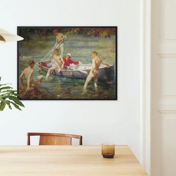 Ruby Gold and Malachite - Henry Scott Tuke Art Print / Canvas Black-framed Reproduction Classical Painting Children Boat Water Tuke’s,