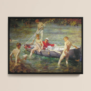 Ruby Gold and Malachite - Henry Scott Tuke Art Print / Canvas Framed Painting Group Young Men Boat Water Rendered Tuke’s Ruby, Malachite