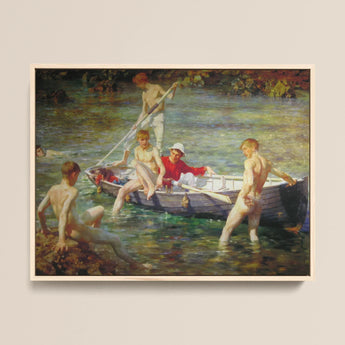 Ruby Gold and Malachite - Henry Scott Tuke Art Print / Canvas Framed Painting Group Young Men Boat Water Rendered Tuke’s Ruby, Malachite