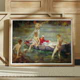 Ruby Gold and Malachite - Henry Scott Tuke Art Print / Canvas Framed Reproduction Classical Painting Nude Men Boat Water Tuke’s, Unfolds,