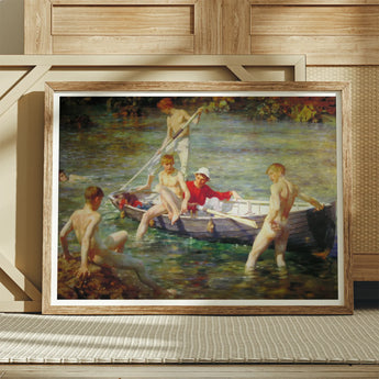 Ruby Gold and Malachite - Henry Scott Tuke Art Print / Canvas Framed Reproduction Classical Painting Nude Men Boat Water Tuke’s, Unfolds,