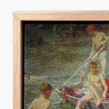 Light Wood-framed Canvas Print Classical Painting Figures Boat Tuke’s Ruby, Malachite Unfolds, Crystalline Shallows