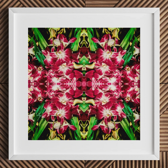Ruby Reds - Bkk Flower Market Orchid Op-Art-Print / Leinwand, 12x12’’ / 31x31cm / Weißer Rahmen / Passepartout, Poster, Drucke & visuelle Kunstwerke,