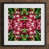 Ruby Reds - Bkk Flower Market Orchid Op Art Print / Canvas Vibrant Symmetrical Floral Artwork Deep Pink White Orchids Bangkok’s, Bangkok,