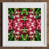 Ruby Reds - Bkk Flower Market Orchid Op Art Print / Canvas Vibrant Symmetrical Magenta White Orchids Green Leaves Bangkok’s, Bangkok,