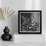 Ruggiero Rescuing Angelica - Gustave Dore Art Print / Canvas Black-and-white Engraved Artwork Mythological Scene Winged Creature Nude,