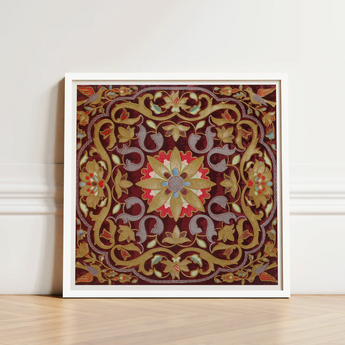 Square-framed Piece Ornate Embroidered Artwork Central Golden Floral Matthew Digby Wyatt, Russian Embroidery Art, Tsarist Splendor Created