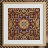 Russian Embroidery - Matthew Digby Wyatt Art Print / Canvas Square-framed Embroidered Artwork Rich Burgundy Background Intricate Gold,