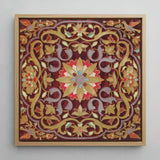 Russian Embroidery - Matthew Digby Wyatt Art Print / Canvas Square-framed Embroidered Artwork Rich Maroon Velvet Background Intricate,
