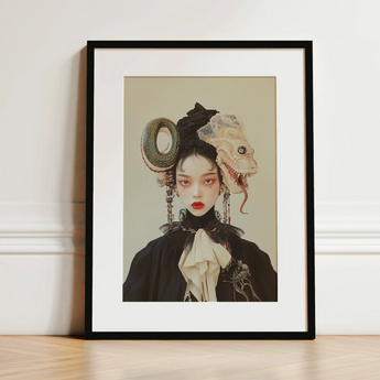 Ryoko - Lesbian Dragon Queen Art Print / Canvas, 12x16’’ / 31x41cm / Black Frame / Matboard, Posters Prints & Visual Artwork, Toby Leon