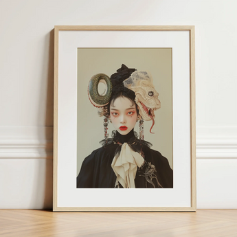 Ryoko - Lesbian Dragon Queen Art Print / Canvas, 12x16’’ / 31x41cm / Natural Frame / Matboard, Posters Prints & Visual Artwork, Toby Leon
