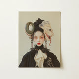 Ryoko - Lesbian Dragon Queen Art Print / Canvas Surreal Portrait Woman Ornate Fantasy-inspired Headpieces Green, Ethereal Force Wrapped,