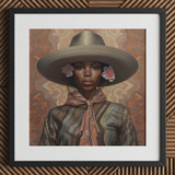 Sadie - Lesbischer Black-Cowgirl-Kunstdruck / Leinwand, 12x12’’ / 31x31cm / Rahmen / Passepartout, Poster, Drucke & visuelle Kunstwerke, Toby Leon