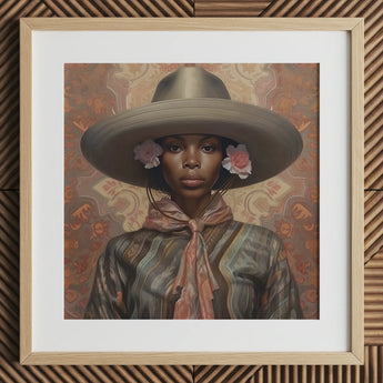Sadie - Lesbischer Black-Cowgirl-Kunstdruck / Leinwand, 12x12’’ / 31x31cm / Naturrahmen / Passepartout, Poster, Drucke & visuelle Kunstwerke, Toby Leon