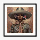 Sadie - Lesbian Black Cowgirl Art Print, Framed Portrait Woman Hat