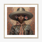 Sadie - Lesbian Black Cowgirl Art Print, Framed Portrait Woman Hat