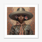 Sadie - Lesbian Black Cowgirl Art Print, Framed Portrait Woman Hat