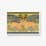 Framed Art Nouveau-style Print Two Orange Deer Black Maurice Pillard Verneuil, Nouveau, Stylized Woodland Realm