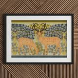 Sagittaire - Maurice Pillard Verneuil Deer Art Print / Canvas Framed Art Print Two Stylized Deer Warm Orange Maurice Pillard Verneuil,