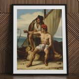 The Sailor’s Tattoo - Constatin Jean Marie Prevost Art Print / Canvas Black-framed Classical Painting Two Men Ship’s Romantic Academician