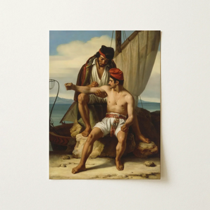 The Sailor’s Tattoo - Constatin Jean Marie Prevost Art Print / Canvas Classical Oil Painting Two Men Nautical Attire Rocky Romantic