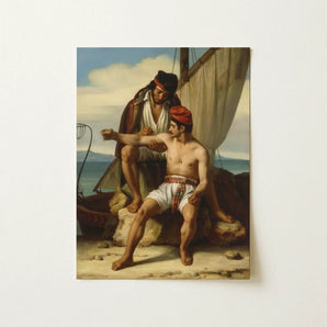 The Sailor’s Tattoo - Constatin Jean Marie Prevost Art Print / Canvas Classical Oil Painting Two Men Nautical Attire Rocky Romantic