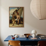 The Sailor’s Tattoo - Constatin Jean Marie Prevost Art Print / Canvas Framed Classical Painting Two Figures Ship’s Deck Housed Romantic