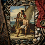 The Sailor’s Tattoo - Constatin Jean Marie Prevost Art Print / Canvas Nautical-themed Framed Painting Two Men Shore Sailboat Background